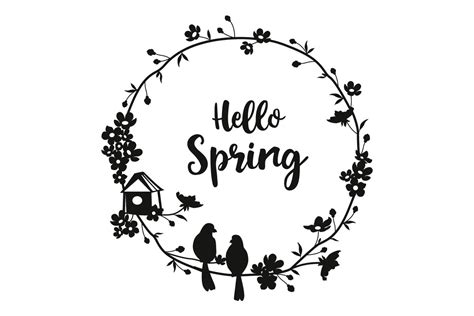 Download Free Hello Spring SVG, Spring Wreath SVG DXF Files