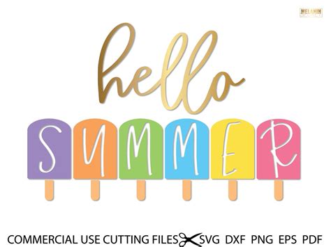 Download Free Hello Summer Popsicles SVG Cut File Printable