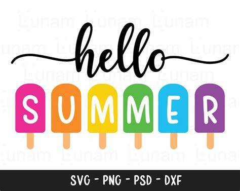 Download Free Hello Summer Popsicles SVG Cut File Silhouette