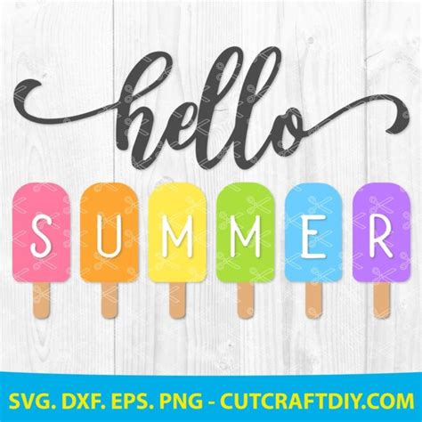 Download Free Hello Summer Popsicles SVG Cut File Silhouette DXF Files