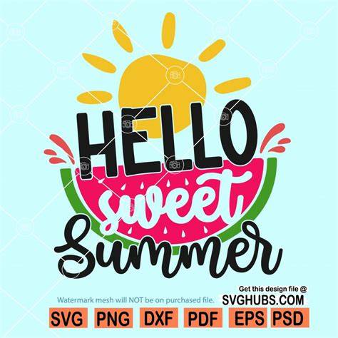Download Free Hello Summer Watermelon Svg Design Printable