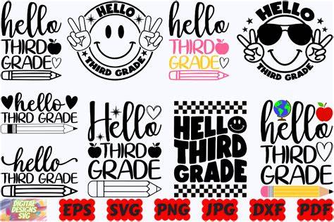 Download Free Hello Third Grade Svg Design Files