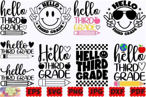 Download Free Hello Third Grade Svg Design Printable