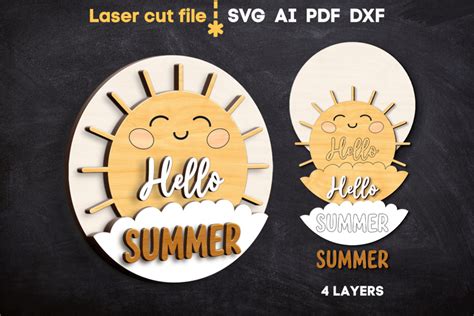 Download Free Hello summer with sun SVG Commercial Use DXF Files