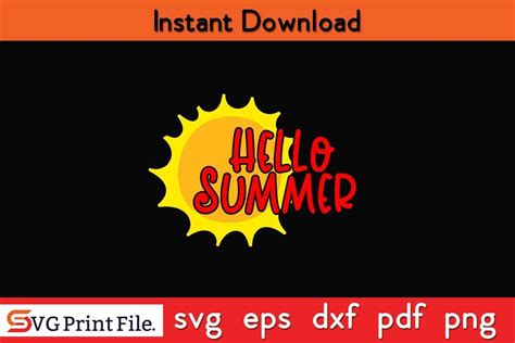 Download Free Hello summer with sun SVG Files For Crafts