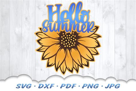 Download Free Hello summer with sunflower SVG Files