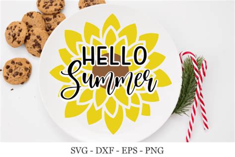 Download Free Hello summer with sunflower SVG Files For Crafts