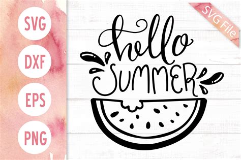Download Free Hello summer with watermelon SVG Commercial Use DXF Files