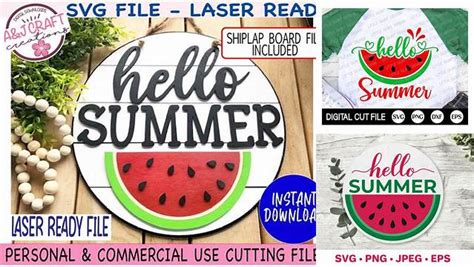 Download Free Hello summer with watermelon SVG Files DXF Files