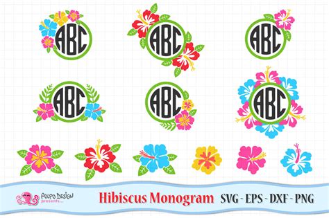Download Free Hibiscus Monogram SVG Commercial Use