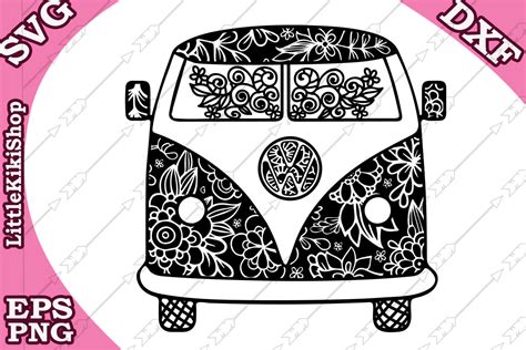 Download Free Hippie Van Zentangle SVG Files DXF Files