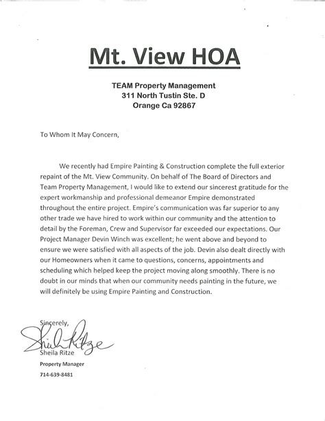 Free Hoa Letter Templates