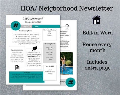Free Hoa Newsletter Templates Word