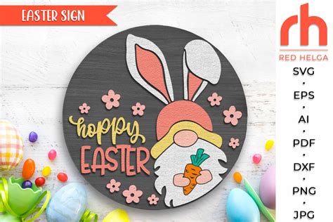 Download Free Hoppy Easter Sign Svg File - Easter Sign Svg File - Easter Decor4010 Silhouette DXF Files