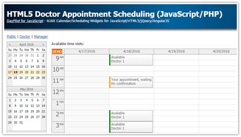 Free Html Appointment Calendar Code