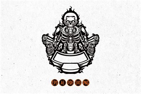 Download Free Humanoid Skull Robot Mascot Silhouette Files Free PSD Mockups