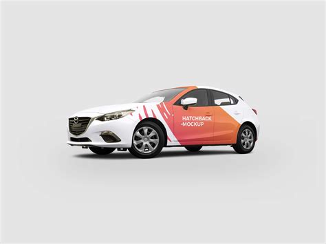 Download Free Hybrid Hatchback Car Mockup - Side View PSD Generator