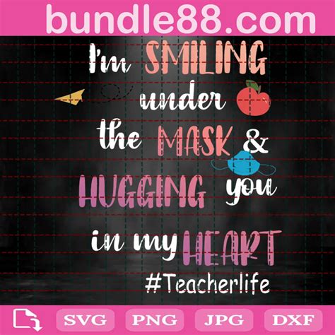 Download Free I'm smiling under the mask and hugging you in my heart SVG Cut File Commercial Use For Crafts