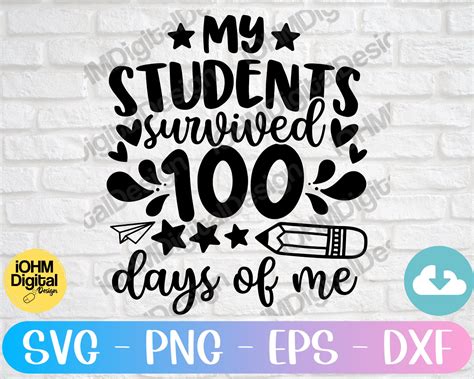 Download Free I Survived 100 Days SVG Cut File Commercial Use DXF Files