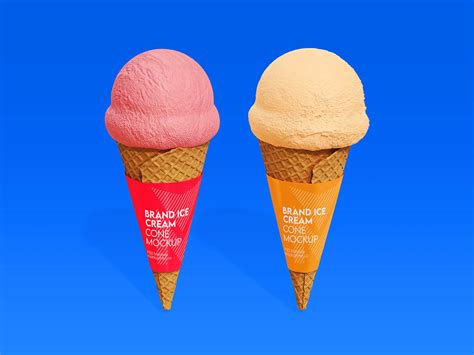 Download Free Ice Cream Waffle Cone with Metallic Label Mockup PSD PSD Yellowimages PSD Files