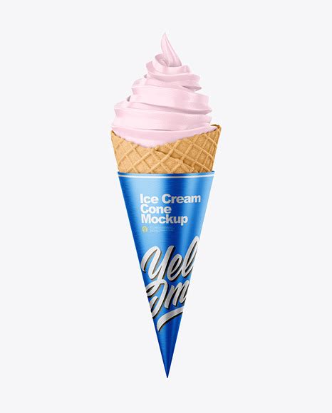 Download Free Ice Cream Waffle Cone with Metallic Label Mockup PSD Placeit PSD Files