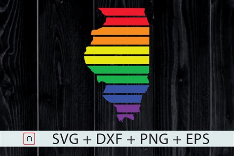 Download Free Illinois State-Map Rainbow-LGBT Pride Files For Crafts