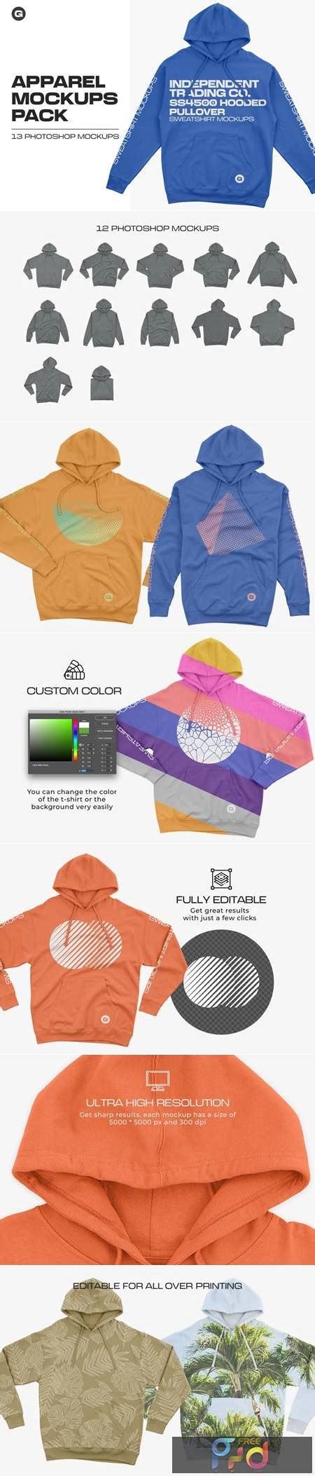Download Free Independent SS4500 Hooded Pullover PSD Templates Generator PSD Files