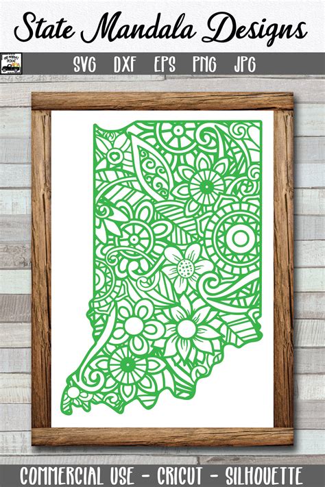 Download Free Indiana State Mandala Clipart Printable