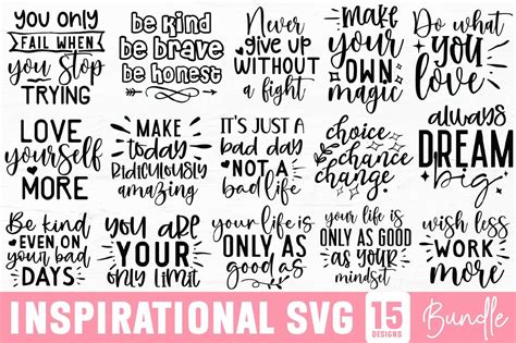 Download Free Inspirational Quotes SVG Bundle Files