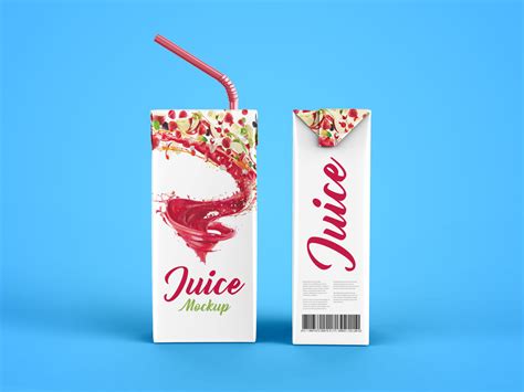 Download Free Juice Carton Box with Straw Mockup PSD Generator PSD Files