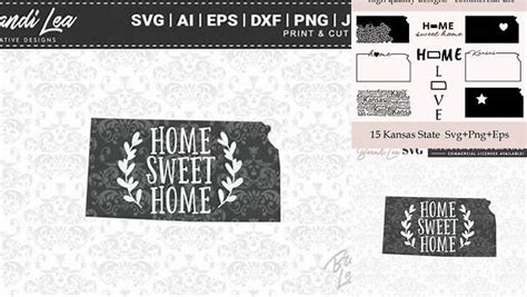 Download Free Kansas Home Sweet Home State Map SVG Cut Files Files