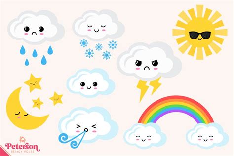 Download Free Kawaii Weather Clipart Set Files