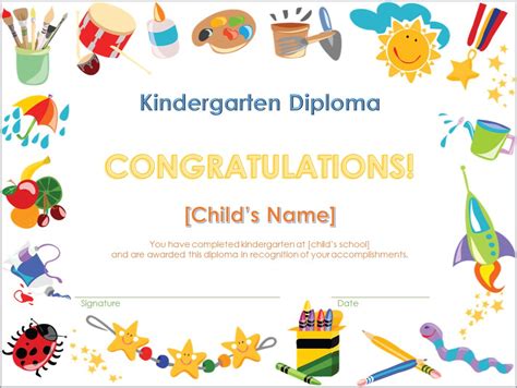 Free Kindergarten Diploma Template