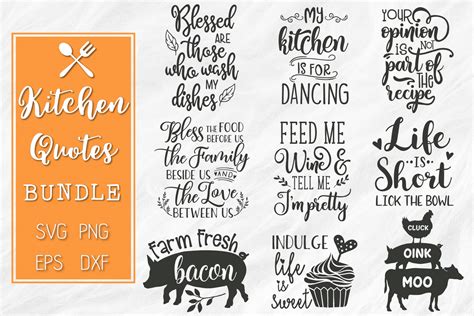 Download Free Kitchen Bundle SVG Cut Files, Kitchen Sayings DXF PNG EPS Files