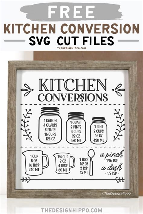 Download Free Kitchen Conversion Chart SVG PDF Files for Cricut
