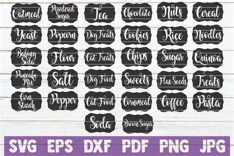 Download Free Kitchen Labels Cut Files