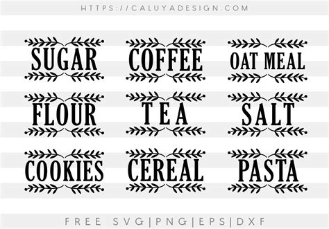 Download Free Kitchen Labels Silhouette DXF Files