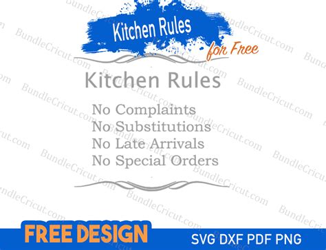 Download Free Kitchen Rules Commercial Use for Cricut
