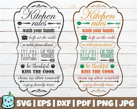 Download Free Kitchen Rules SVG Cut File For Crafts