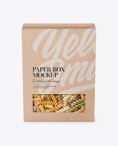 Download Free Kraft Box with Pasta Mockup - Front View PSD Generator