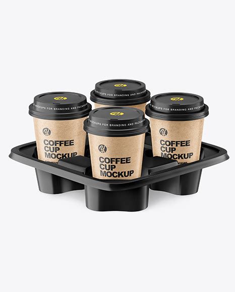Download Free Kraft Coffee Cups in Paper Holder Mockup PSD Generator PSD Files