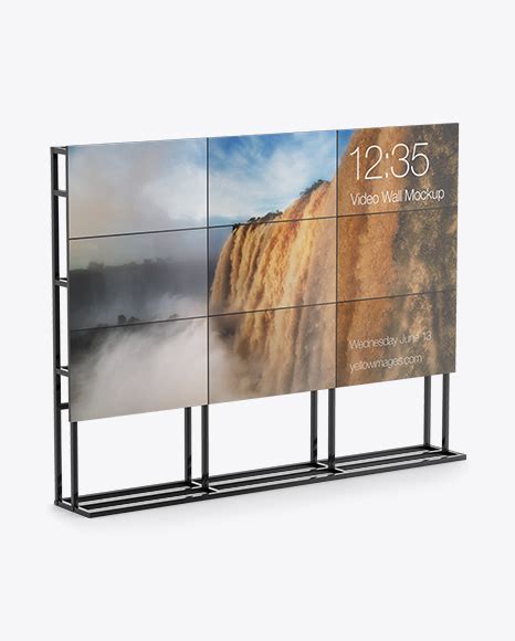 Download Free LCD Video Wall Stand Mockup - Half Side View PSD Generator