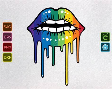 Download Free LGBTQ Lips Dripping Flag Color Love Files DXF Files