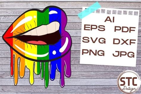 Download Free LGBTQ Lips Dripping Flag Color Love Files For Crafts