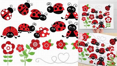 Download Free Ladybug Garden (Red) Vector SVG Clipart DXF Files