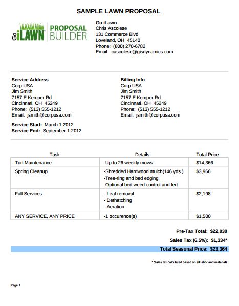 Free Landscaping Proposal Template