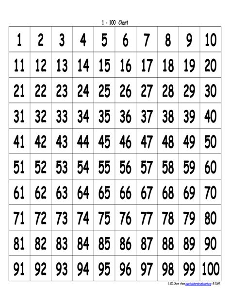 Free Large Printable Numbers 1 100