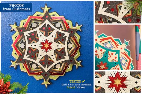 Download Free Layered 3D Christmas Mandala SVG Cut File DXF Files
