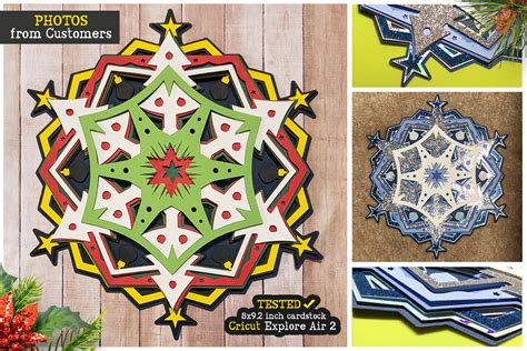 Download Free Layered 3D Christmas Mandala SVG Cut File Files DXF Files