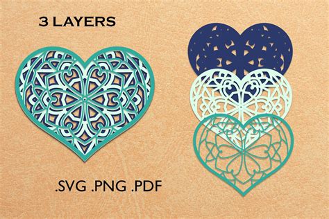 Download Free Layered 3D Love Mandala SVG Cut File Files DXF Files